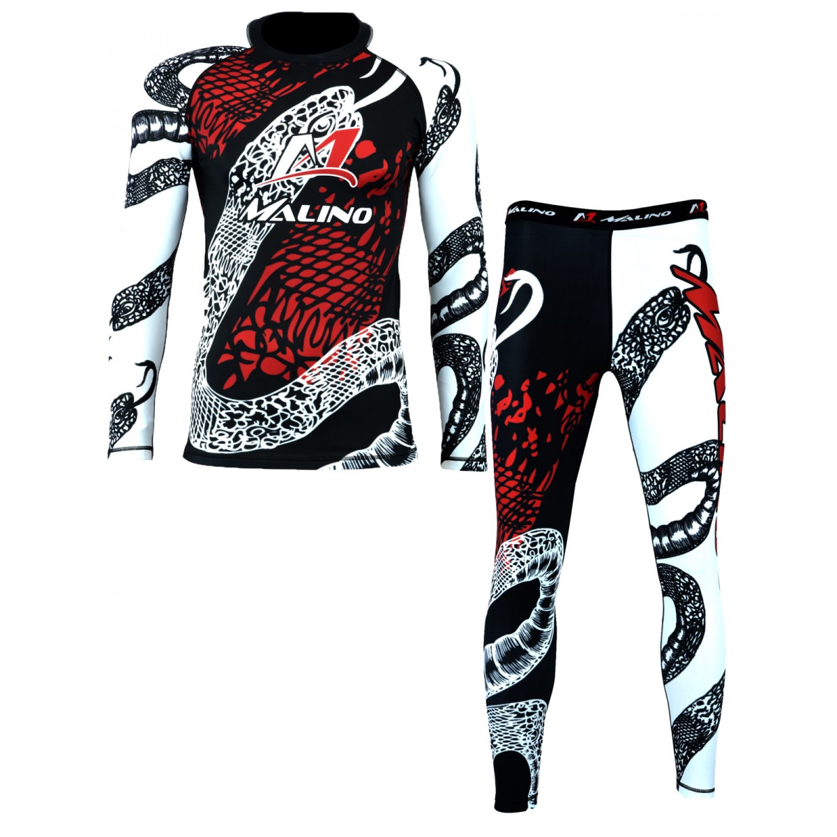 Rash Guard Suit for Men Black-White-Red