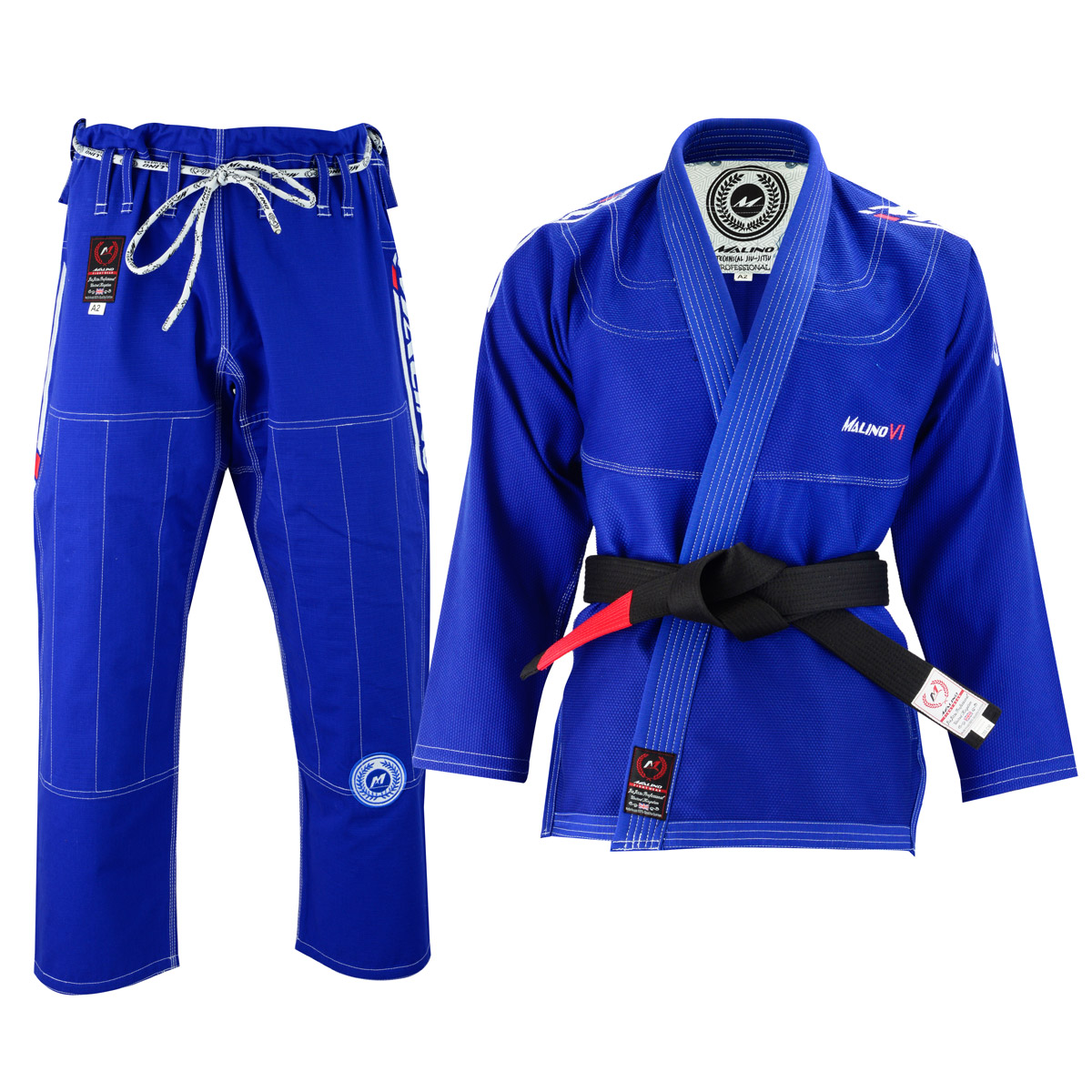 Malino BJJ Gi Kimono Royal Blue 550GSM 100% Cotton Pearl Weave 10oz Ripstop Pant 